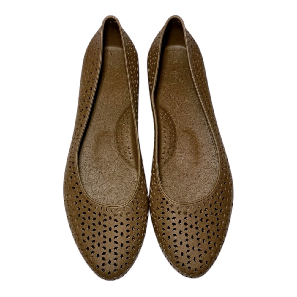 OKABASHI Brown Perforated Women's Samantha Ballet Flats 9 NWOT